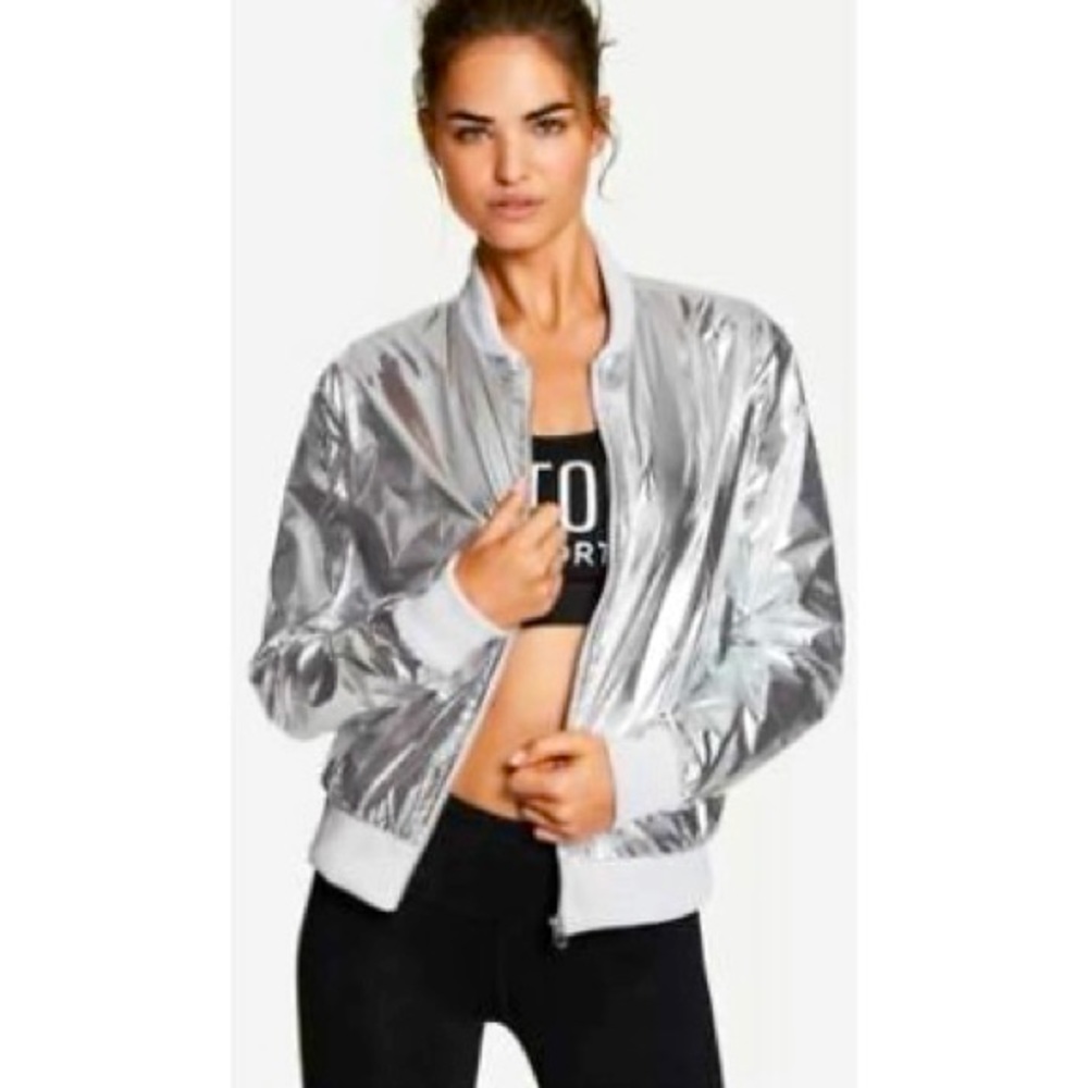 Victoria's Secret Silver Metallic Bomber Jacket